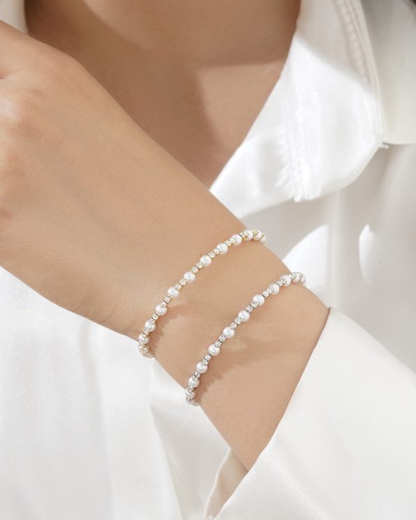 بنگل دوقلو مروارید و کریستال Elente – مدل Grace Twin - تصویر 1