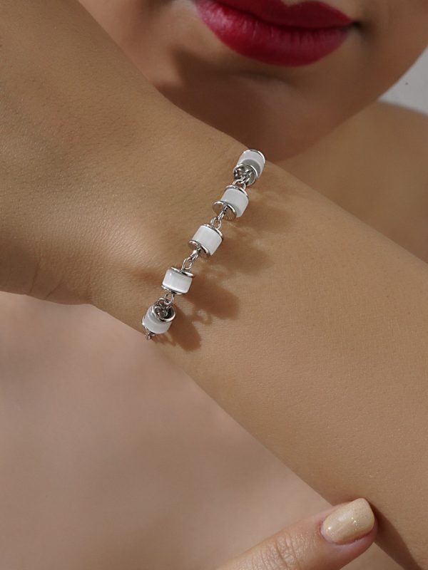 IMG_3889 دستبند سرامیکی سفید – White Milano Ceramic - تصویر 1