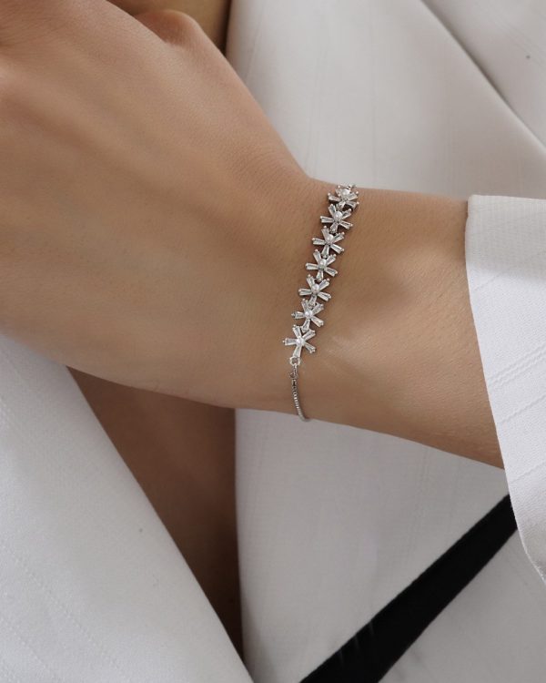 دستبند نقره‌ای فلورانس | Florence Silver Crystal Bracelet - تصویر 1