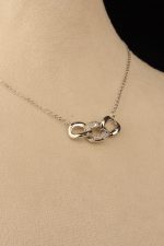 گردنبند پلاک ثابت نگین جواهری زنجیر سه قطعه - تصویر 2